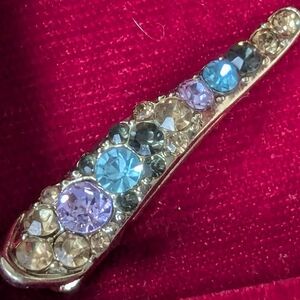 Gold Hair Clip with Sparkling Multicolor Gems Small Size
